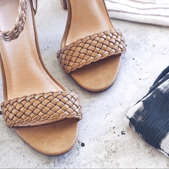 Tan | Weaved Ankle Strap Block Heel - Picture 3 of 6